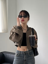 サテン クロップ アビエーション ジャンパー / Satin Crop Aviation Jumper (2color)