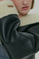 CROP SHEARLING JACKET / BLACK