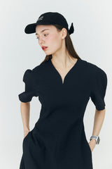 チューリップ シアサッカー ドレス / Tulip Seersucker Dress [Black]