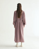 V-NECK CREASE SHIRRING ONEPIECE - INDI PINK (6635995889782)