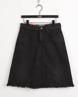 Bamit Vintage Washing Slit Midi Denim Skirt