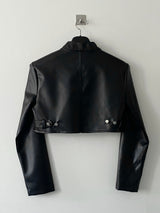 Block crop leather jacket