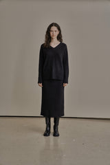 ウール Vニット/WOOL V-KNIT_CHARCOAL