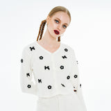 Round Neck Ribbon Cardigan [White]
