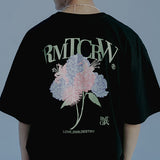 ウォータープリントフラワーTシャツ/WATER PRINTING FLOWER TEE SHIRT_BLACK