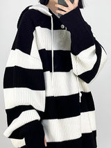 ストライプウォーマーフードニットウェア/Stripe Warmer Hood-Knitwear