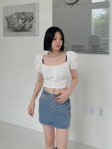 ポップコーンオフショルダーブラウス/Popcorn Off Shoulder Blouse (4color)