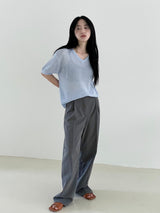 Crayon v-neck sleeve knit T 