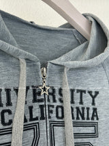 Star cropped mini hoodie zip-up
