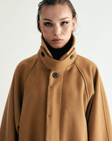 UNISEX WOOL RAGLAN HIDDEN COAT W - TWILL CAMEL (6636060835958)
