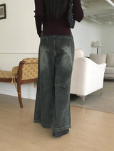Meto semi bootcut wide denim pants