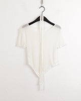 ティルダスカーフシースルー斜めクロップ半袖Tシャツセット / 【SET】Tilda Scarf See-Through Diagonal Crop Short Sleeve T-Shirt Set