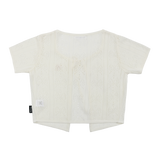 [NF]  PUNCHING CROP KNIT CARDIGAN (CREAM)_F22QB418