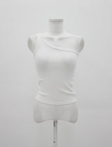リブワンショルダースリーブレス / Ribbed One Shoulder Sleeveless (4color)