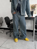 No.0346 G washed set straight denim PT