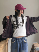 オフラインレタリングセミクロップ半袖Tシャツ