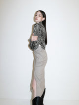 Zebra Silky Shirts (KHAKI)