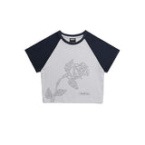 ローズ ラグラン クロップ T / CHARMS ROSE RAGLAN CROP T BL