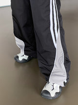 3ライン配色ツーウェイトラックロングワイドカーゴパンツ/ hata three-line coloring two-way track long wide cargo pants