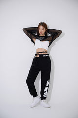 メッシュクロスクロップスウェットシャツ/TOP(9368) Mesh Cross Crop Sweatshirt