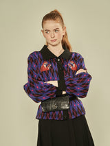 Cheetah Embroidered Cardigan (Blue) (6643892420726)