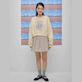 Cheerful logo short sweat shirt (light yellow) (6684429156470)