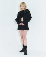 Pleated Logo-Tape Mini Skirt _ Black