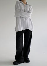 ワッフルアイレットカラーTシャツ/Waffle Eyelet Collar T-shirt (2color)