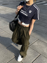 Y2k スポーティーレーシングクロップTシャツ