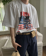 バスケットプリントTシャツ/Basket Print T-shirt (2 color)
