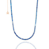 ブルーミニテニスネックレス/[S925] Blue Mini Tennis Necklace (rosegold)
