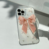 Pink - Ribbon Pearl Phone Case Ribbon Tok Set_glitter
