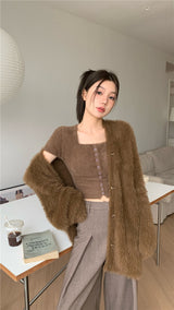 アンゴラカーディガン / brown angora cardigan