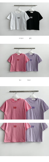 ムードラブエンボシングウール半袖クロップドTシャツ / Mood Love Embossing Wool Short-Sleeved Cropped T-Shirt