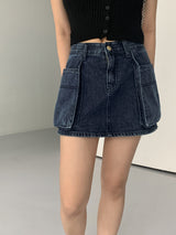 オベットビッグポケットデニムミニスカート/Obet Big Pocket Denim Mini Skirt