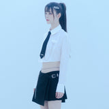 バックルプリーツラップスカート/0 9 buckle pleats wrap skirt - BLACK