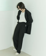 UNISEX PINTUCK STITCH WIDE PANTS W - BLACK (6689418903670)