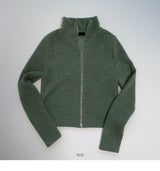 Turtleneck ribbed zip-up
