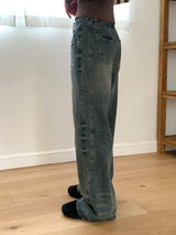 Chilla Cat Washing Y2K Semi Bootcut Denim Pants