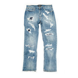 STRAIGHT-LEG DISTRESSED JEANS