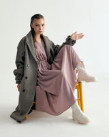 V-NECK CREASE SHIRRING ONEPIECE - INDI PINK (6635995889782)