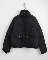 Sizen zipper pocket collar short padded coat