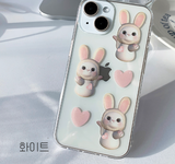 トリプルバニーキャットフォーンケース / Triple Bunny Cat White Phone Case