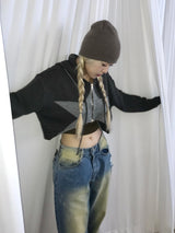 Marco crop knit zip up