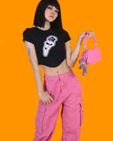 black rose crop T