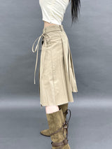 ベターラップアンバランスロングプリーツスカ－ト/797. Better wrap unbal long pleats sk (2color)