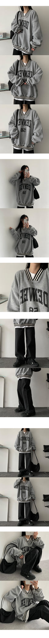 Deover Boxy Color Fleece Neck Sweatshirt