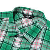 オーバーフィット格子縞チェックシャツ/OVERFIT PLAID CHECK SHIRT-GREEN+PINK