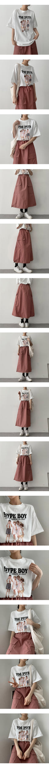 トップTシャツナイロンストリングロングスカート / Top T-shirt nylon string long skirt