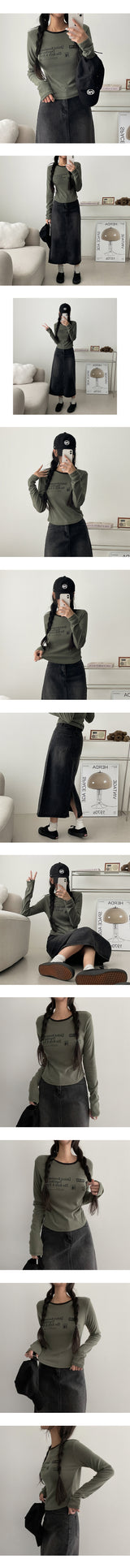 Riwe バックスリットデニムロングスカート